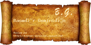 Basmár Geminián névjegykártya
